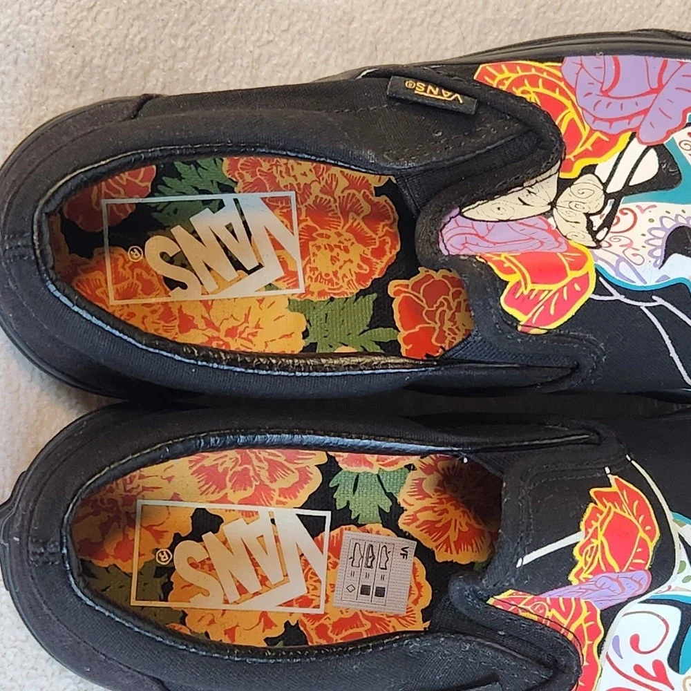 VANS Dia De Los Muertos Slip-on Shoes Women's 7.5‎ Men's 6 Classic Sugar Skulls - Picture 3 of 6